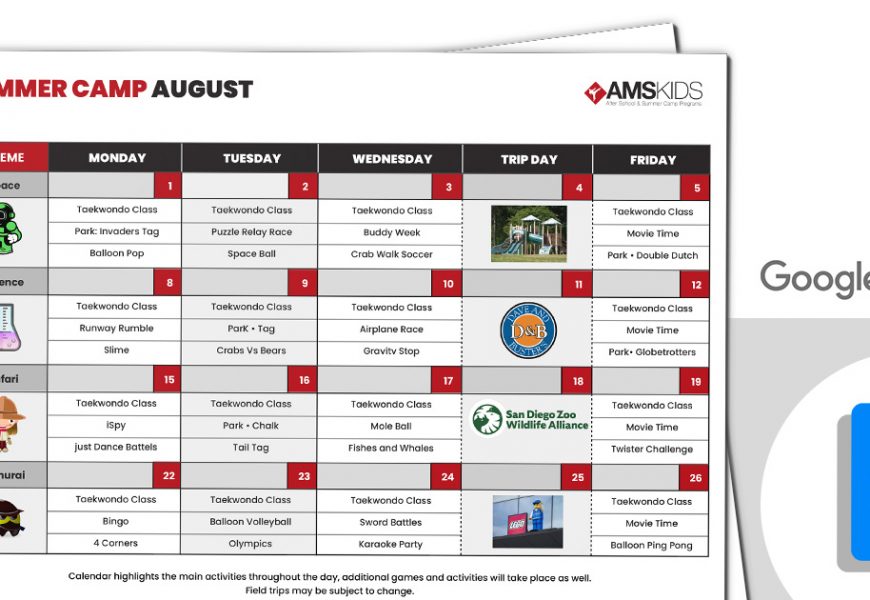 Summer Camp Calendar