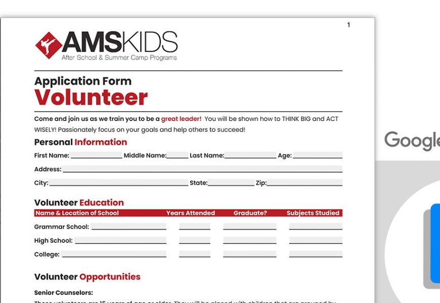 Volunteer Application Forms